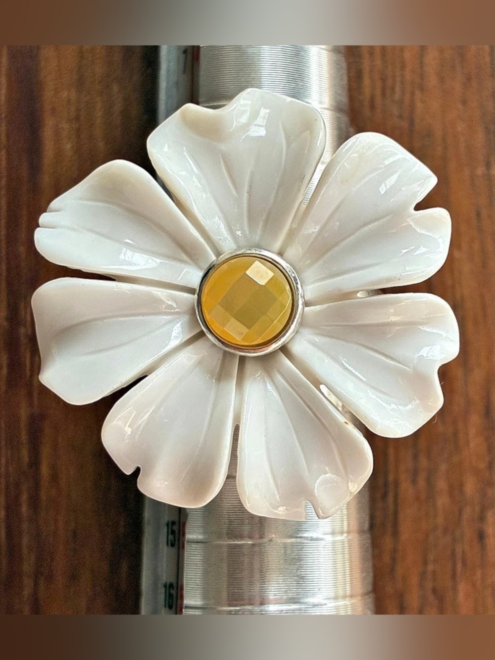 Whitney Kelly Floral Daisy Flower Ring White Statement Sterling Silver 925 WK